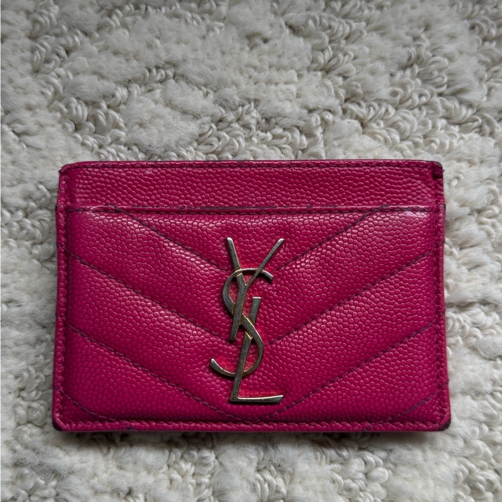 Saint Laurent Hot Pink and Black Quilted Leather Card Slot